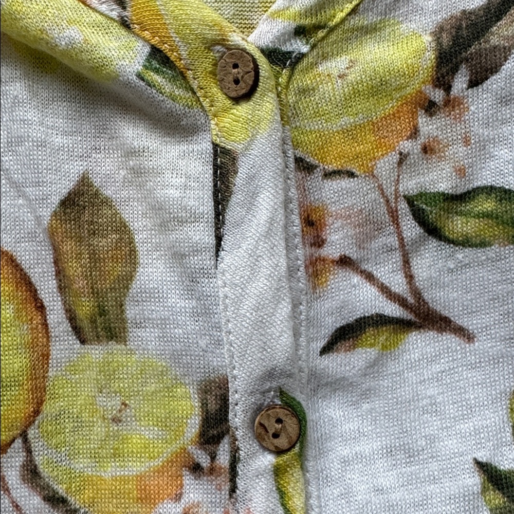 Cynthia Rowley | 100% Linen Lemon Print Sleeveless V-neck Tank Top | Size S - Picture 5 of 7